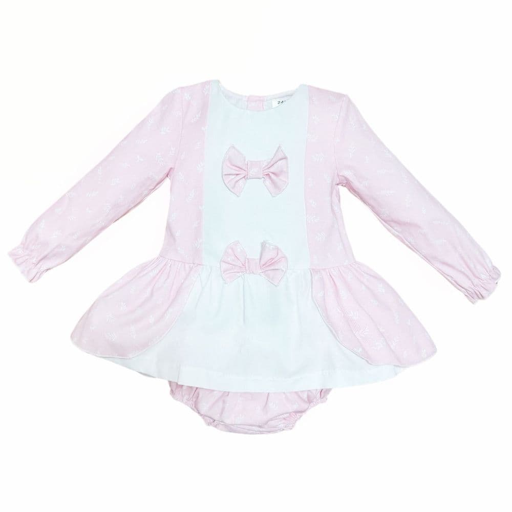 Baby Girl Pink Cotton Leaf Dress with Pants "MYD25206"