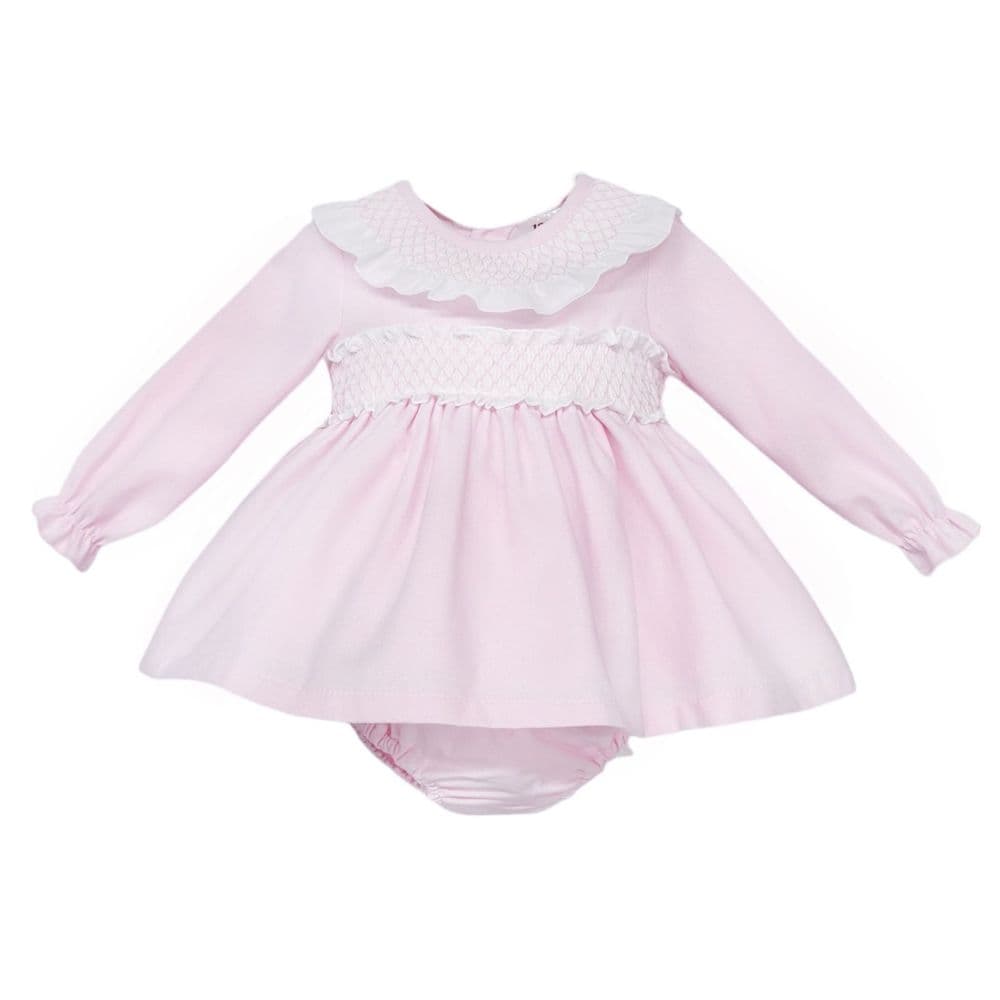 Baby Girl Pink Cotton Puff Ball Smock Dress with Pants "MYD25243"