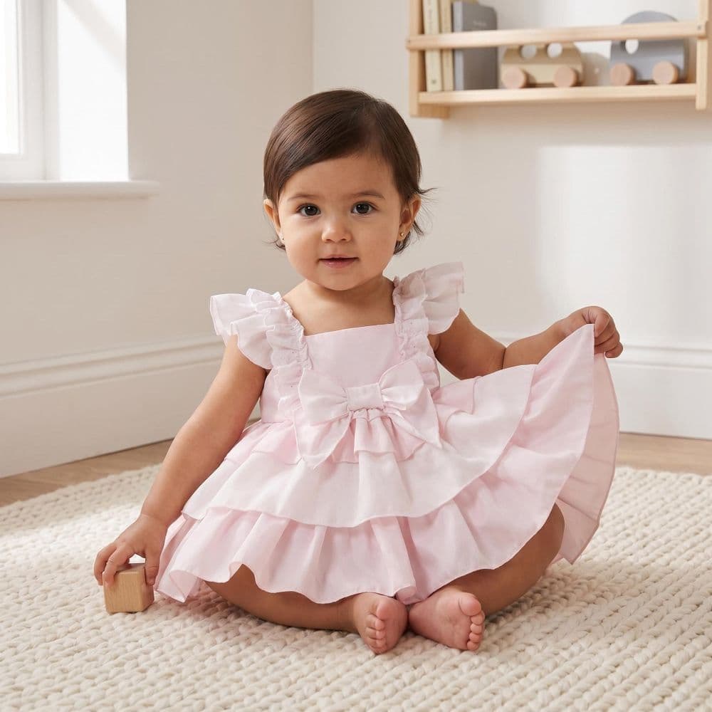 Baby Girl Pink Cotton Puff Ball Summer Dress with Pants "MYD26011"