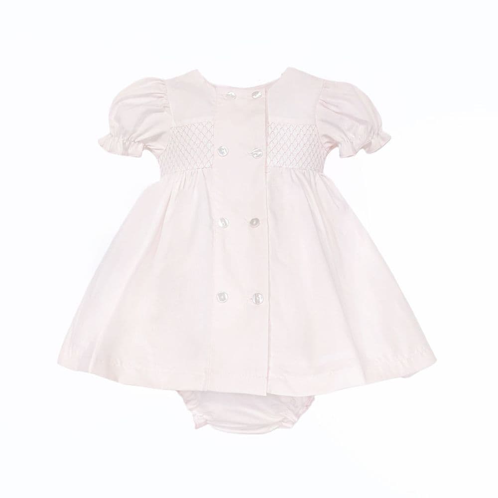 Baby Girl Pink Cotton Smocked Puff Dress with Pants "MYD26015"