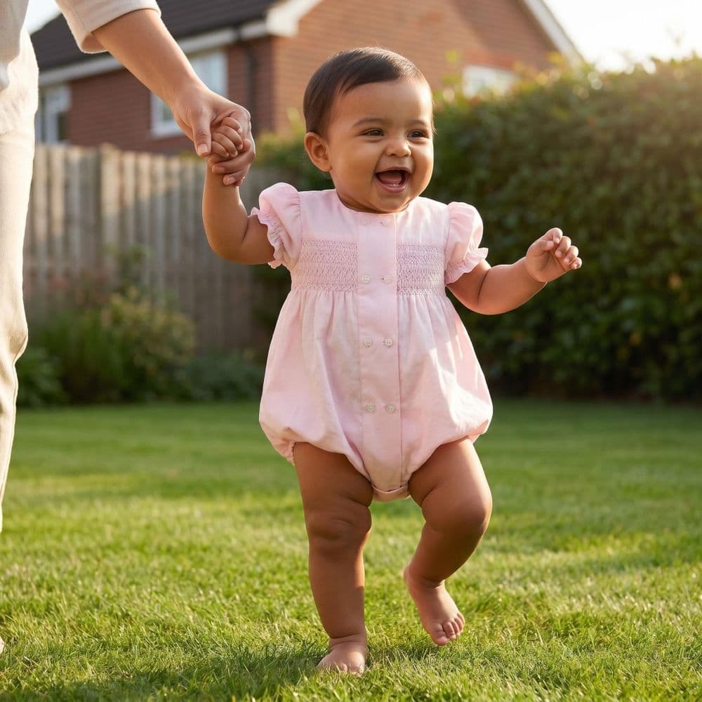 Baby Girl Pink Cotton Smocked Romper "MYD26014"