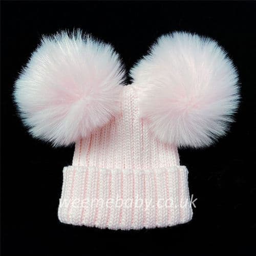 Baby Girl Pink Double Mega Faux Fur Pom Hat "4791 APL2 Pink"
