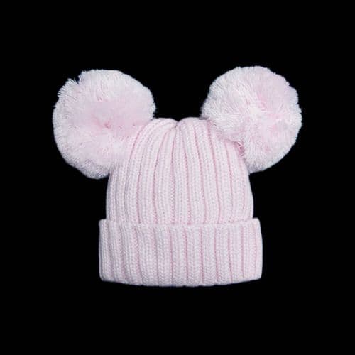 Baby Girl Pink Double Pom Hat "KH040 Pink"