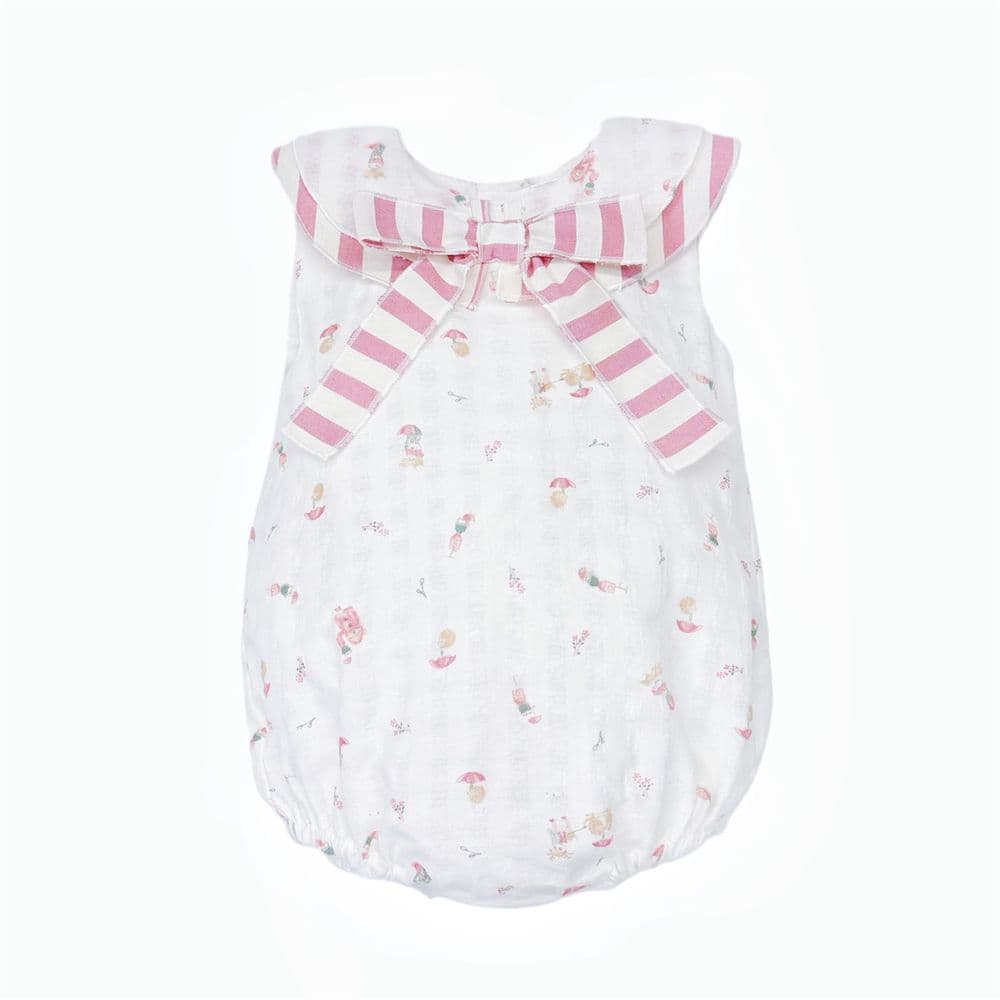 Baby Girl Pink Dusty Animal Print Collar Romper "MYD26050"