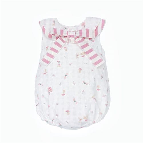 Baby Girl Pink Dusty Animal Print Collar Romper "MYD26050"