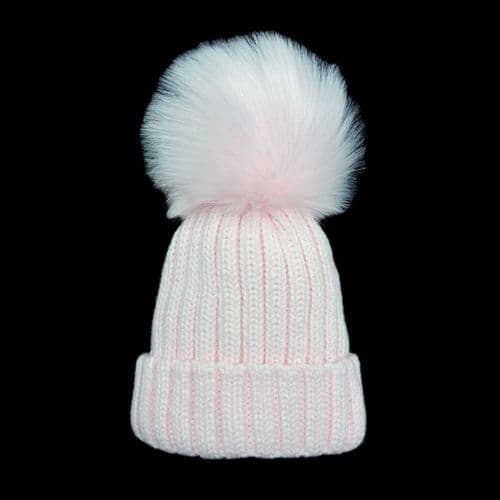 Baby Girl Pink Faux Fur Pom Hat "KH049 Pink"