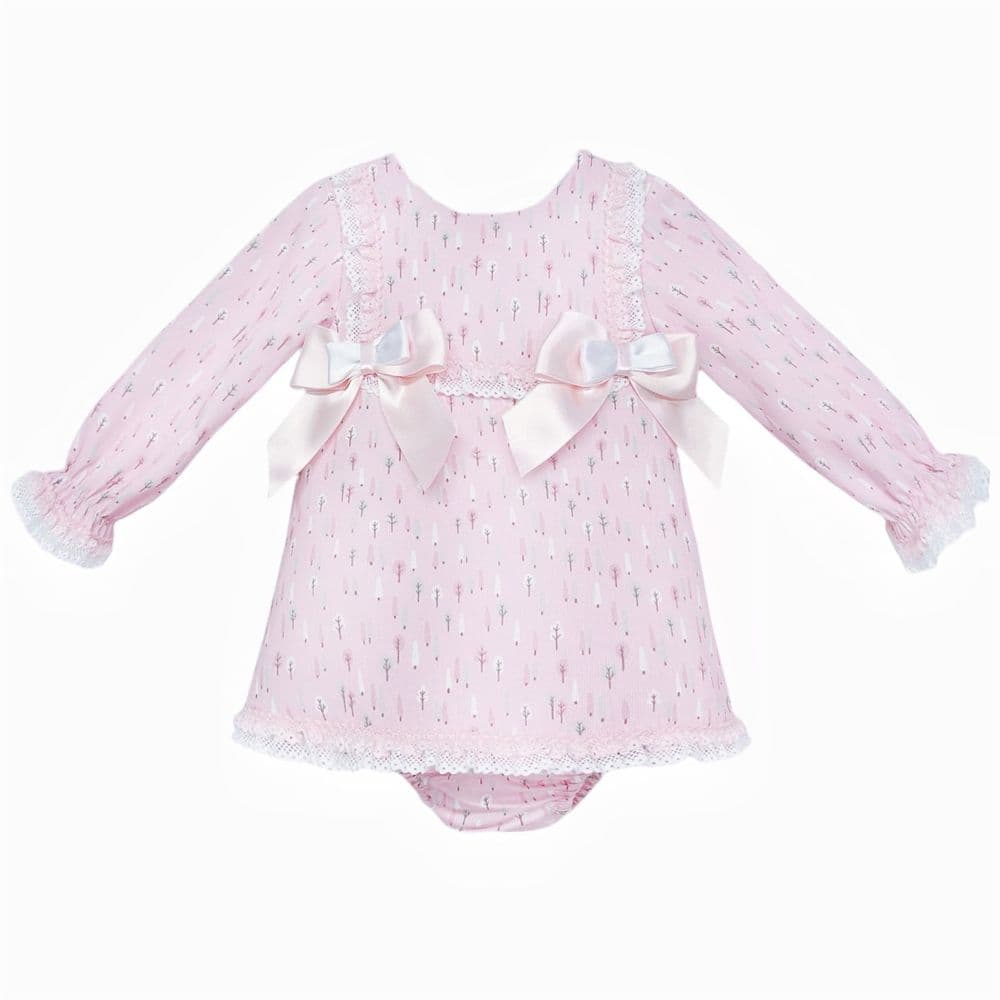 Baby Girl Pink Floral A Line Cotton Dress with Pants "MYD25223"