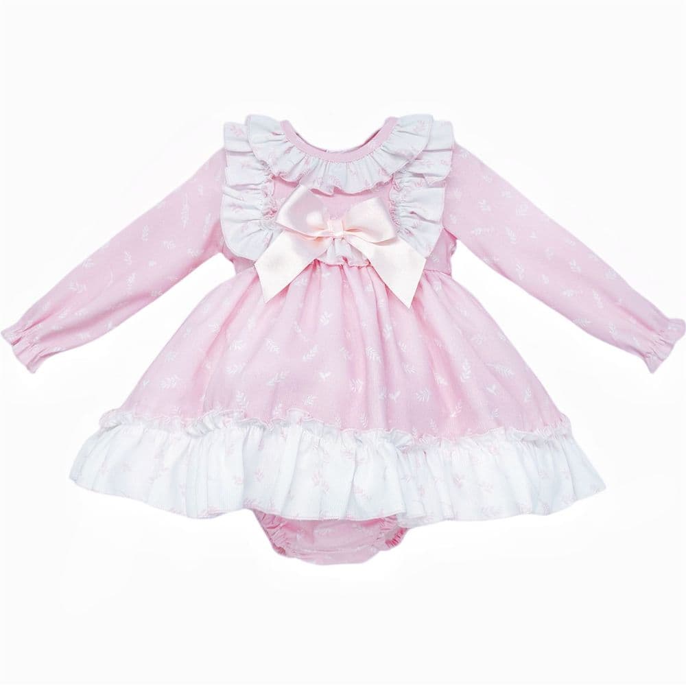 Baby Girl Pink Floral Print Puff Ball Dress with Pants "MYD25205"