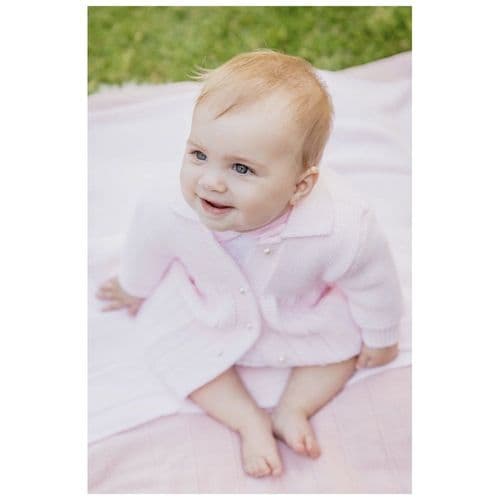 Baby Girl Pink Knitted Coat with Pearl Buttons "A4043 P"