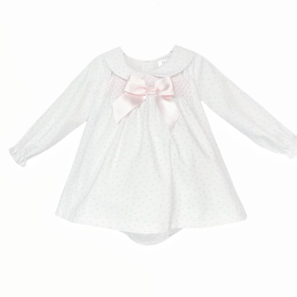 Baby Girl Pink Love Heart Smock Dress with Pants "MYD25216P"