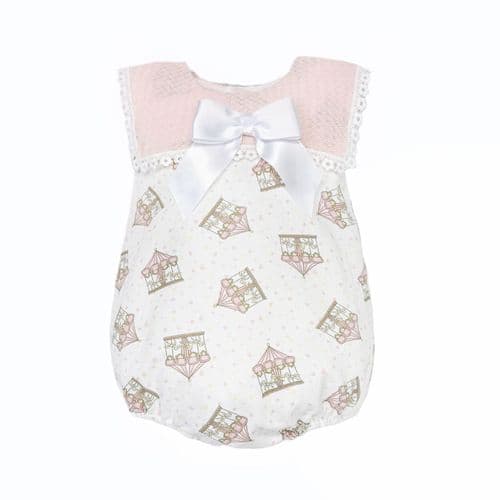 Baby Girl Pink Rocking Horse Big Collar Romper "MYD26046"