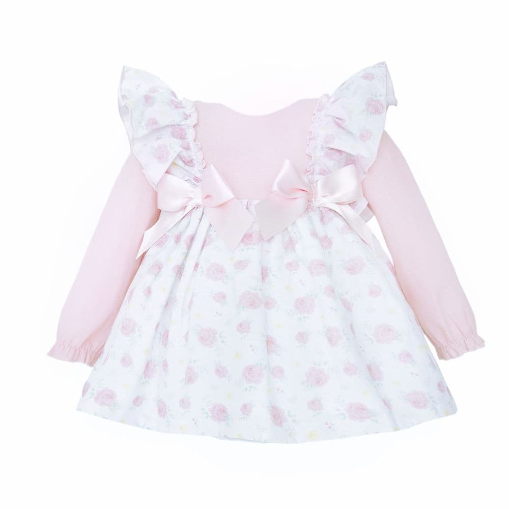 Baby Girl Pink Rose Frilly Shoulder Dress with Pants "MYD25221"