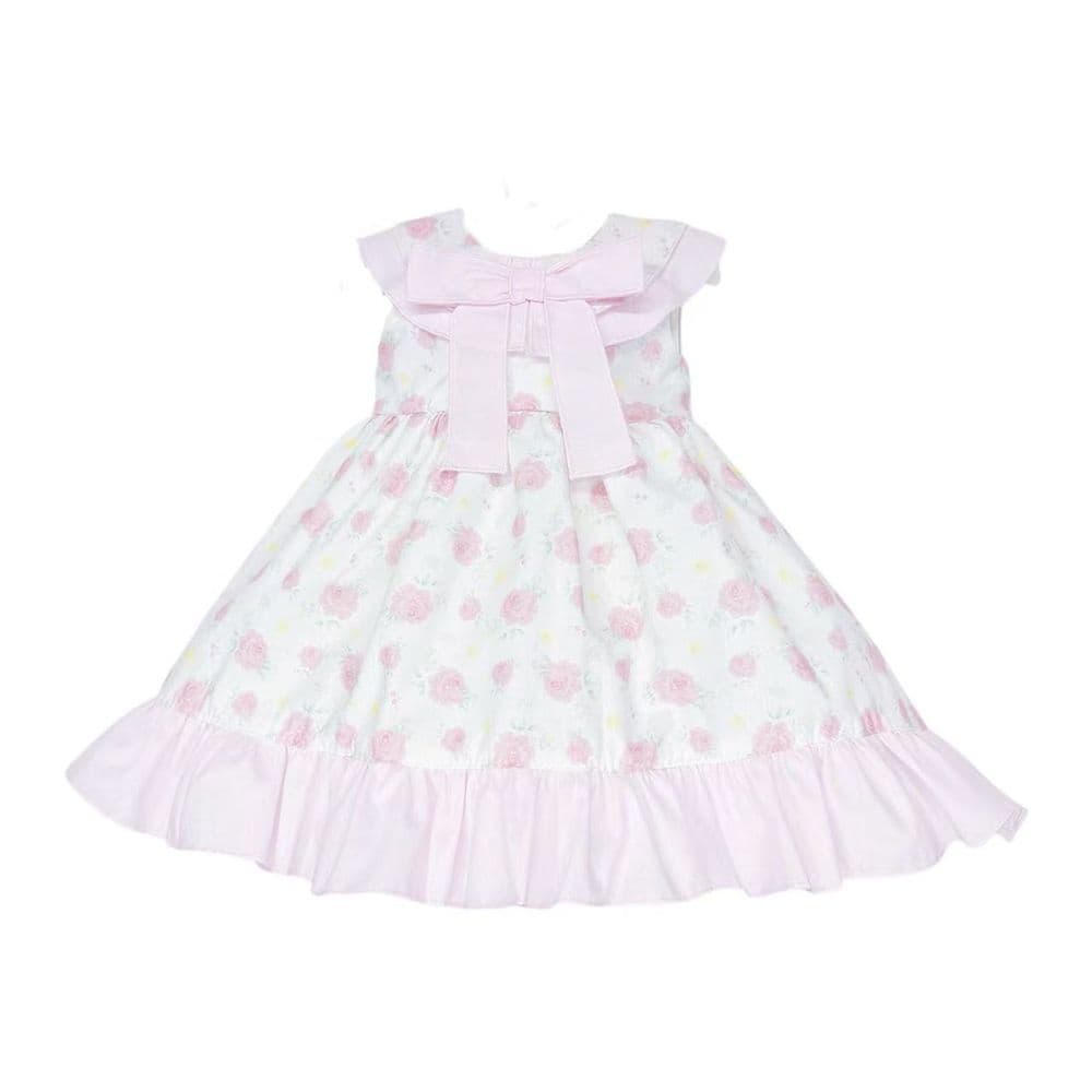 Baby Girl Pink Rose Print Puff Ball Dress with Pants "MYD26040"
