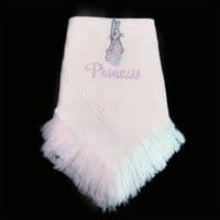 Baby Girl Pink Soft Shawl with Diamante Pattern Detached Bow 