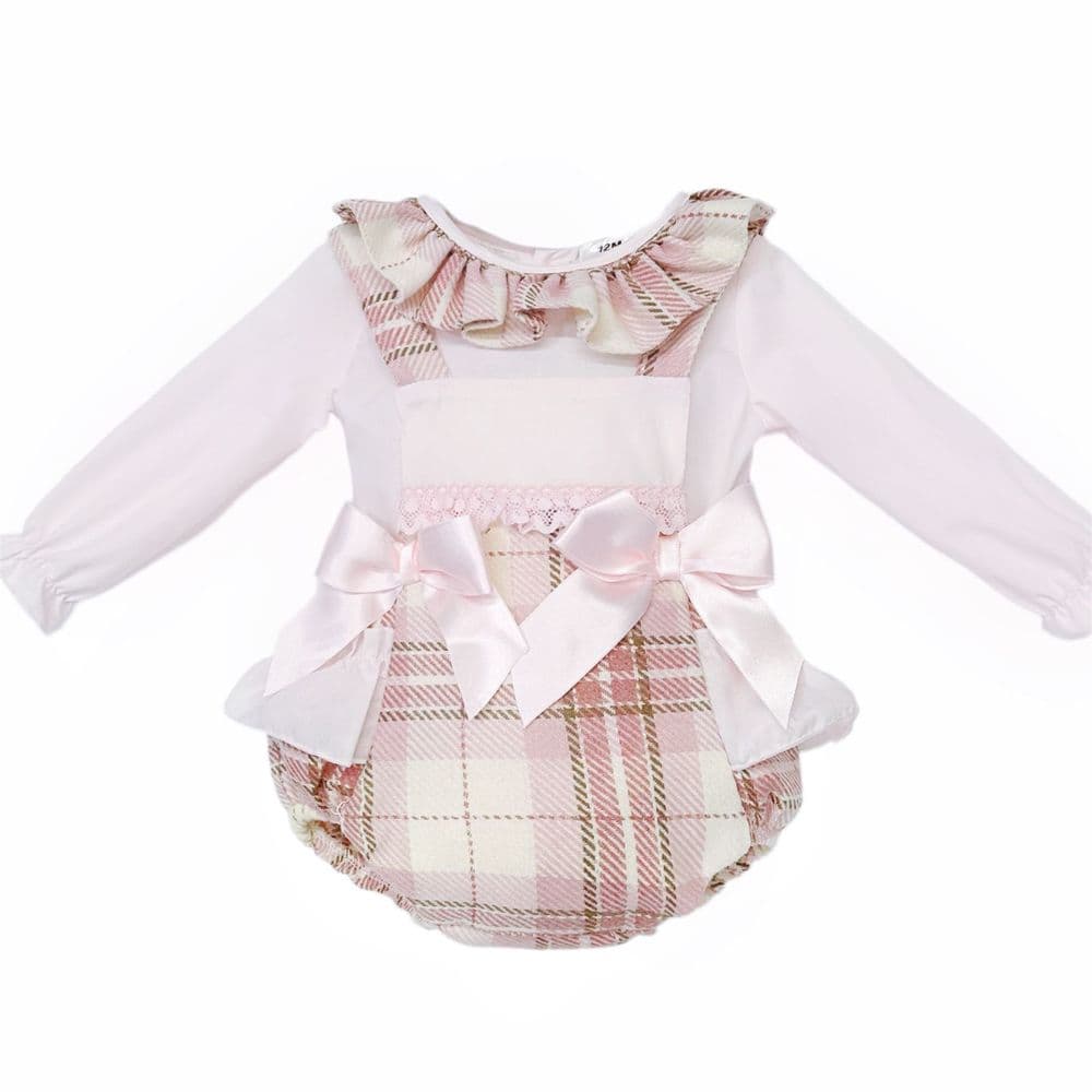 Baby Girl Pink Tartan Woven Frilly Romper with Shirt "MYD25241"