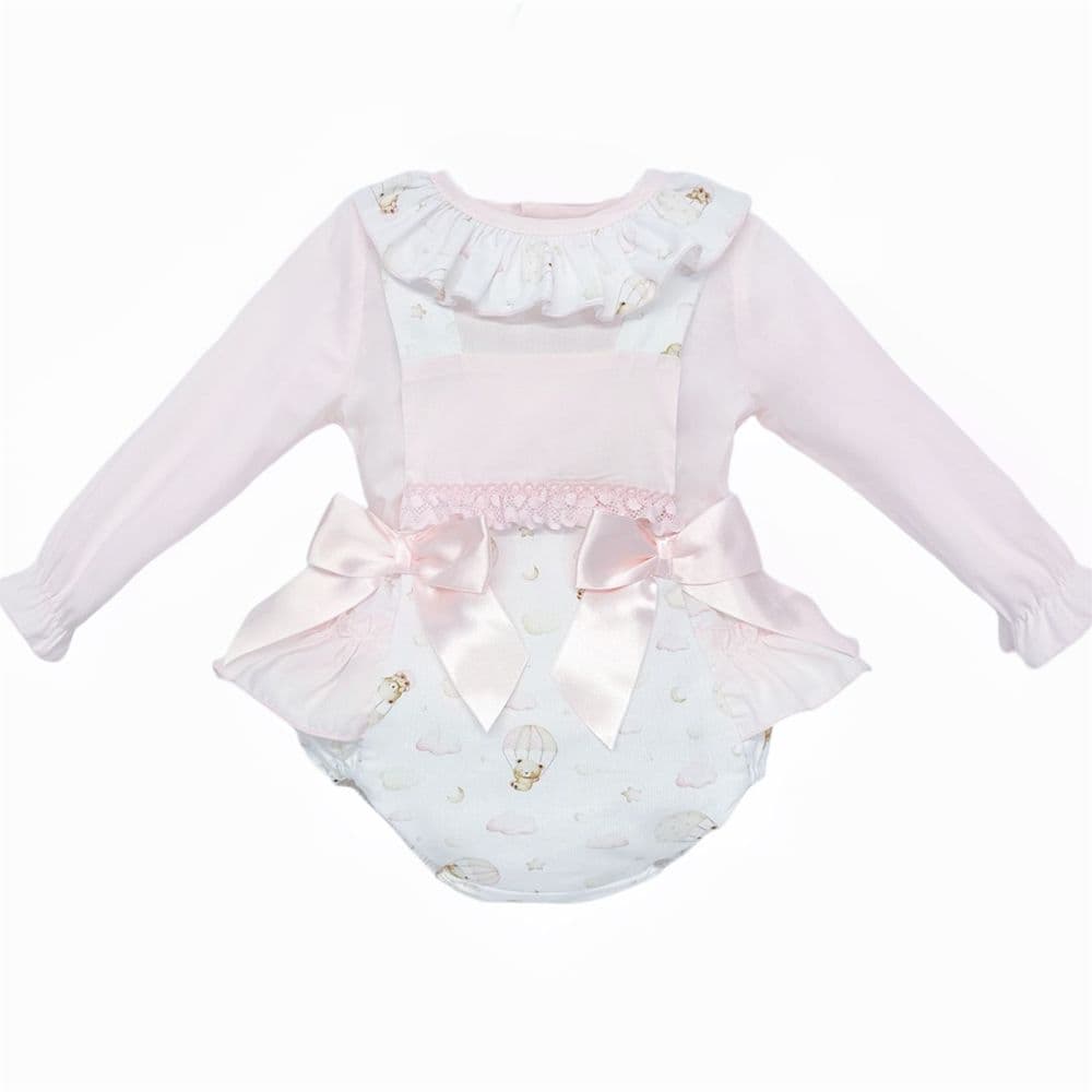 Baby Girl Pink Teddy Frilly Bottom Romper with Shirt "MYD25202"