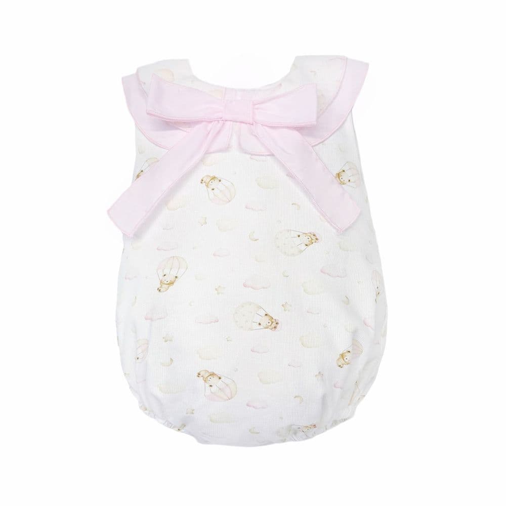 Baby Girl Pink Teddy Print Collar Romper "MYD26030"