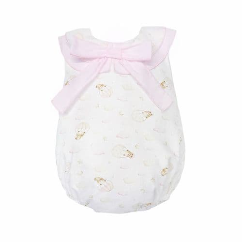 Baby Girl Pink Teddy Print Collar Romper "MYD26030"