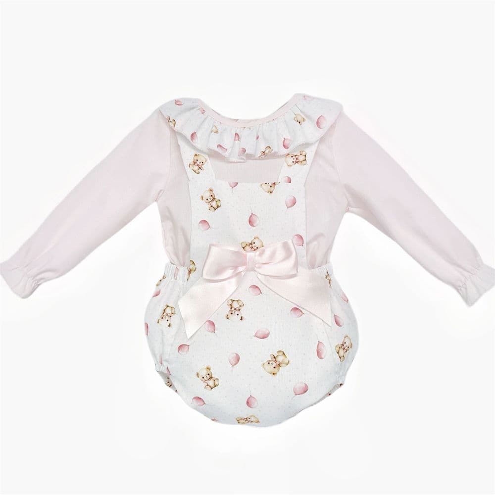 Baby Girl Pink Teddy Print Romper with Shirt "MYD25212"