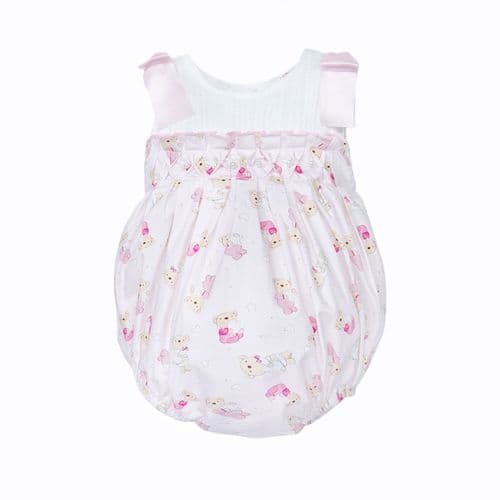 Baby Girl Pink Teddy Shoulder Bow Pearl Romper "2606"