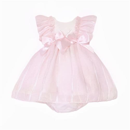 Baby Girl Pink Tulle Frilly Shoulder Puff Dress with Pants "MYD26001"