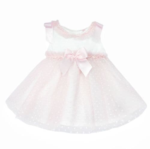 Baby Girl Pink Tulle Mesh Dress Satin Bow "2508 Pink"
