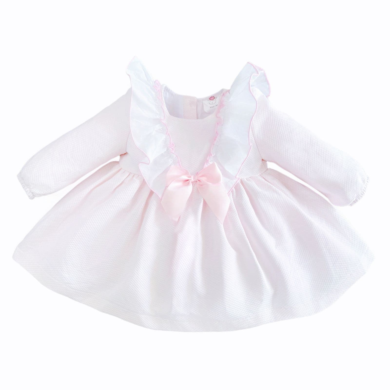 Baby Girl Pink Waffle Big Frilly Collar Dress 