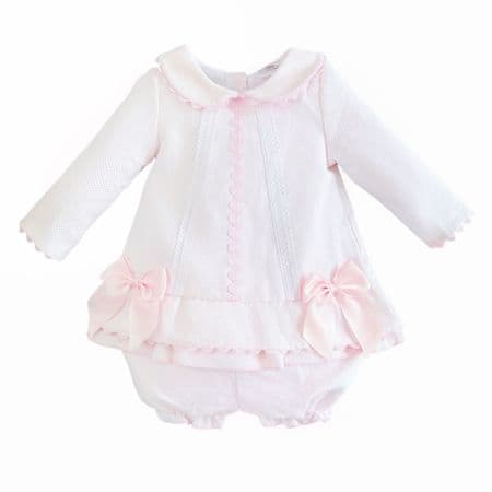 Baby Girl Pink Waffle Dress with Knickerse 