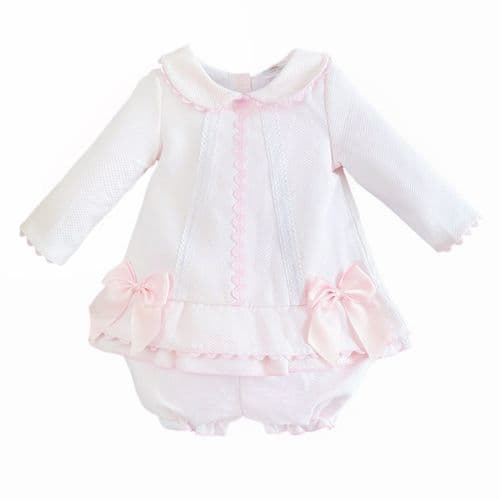 Baby Girl Pink Waffle Dress with Knickerse "2534"