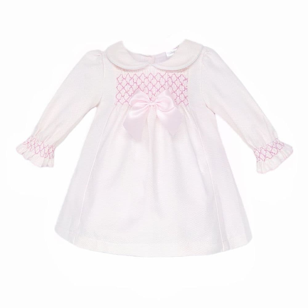 Baby Girl Pink Waffle Smocked Puff Dress "2536"