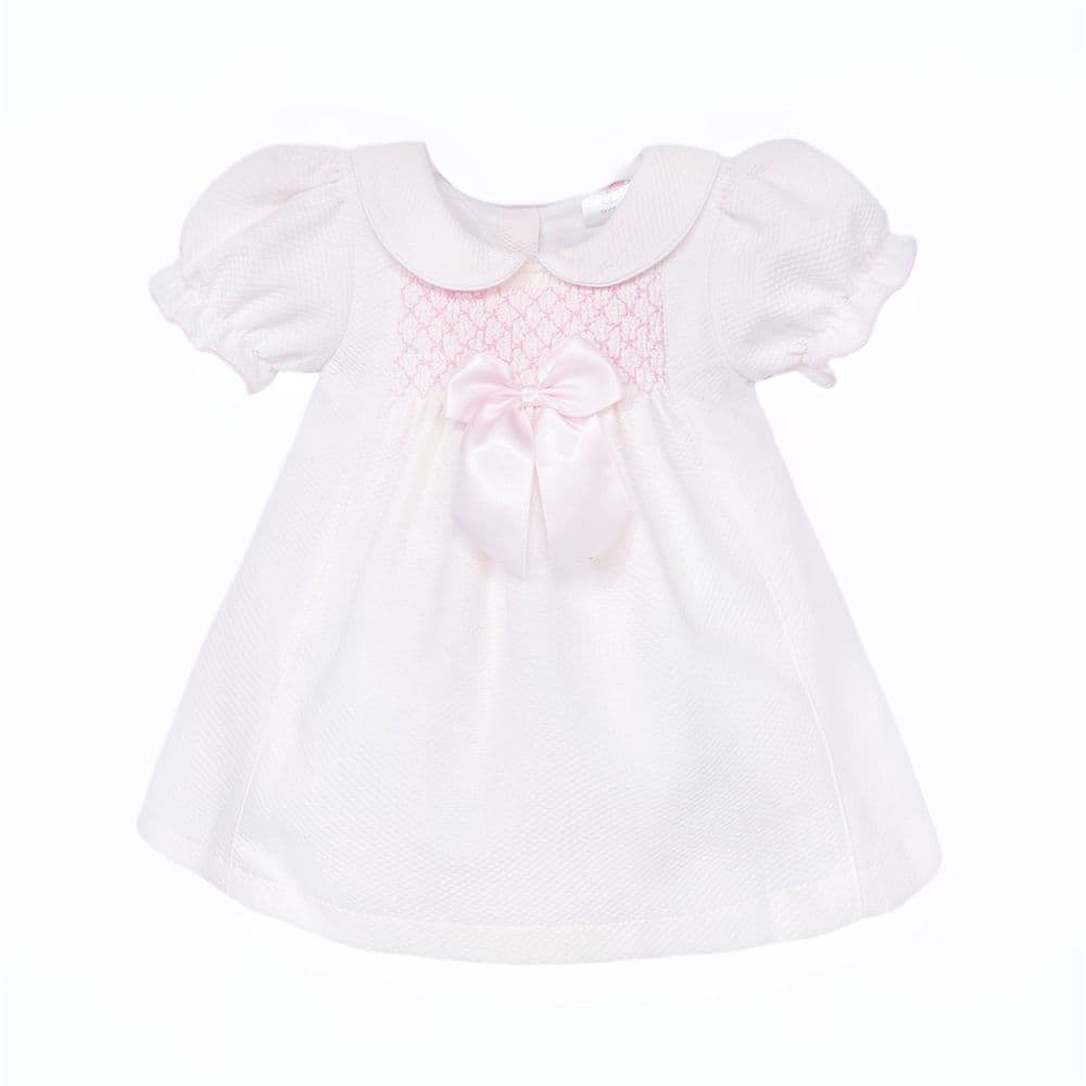 Baby Girl Pink Waffle Smocked Puff Dress "2604"