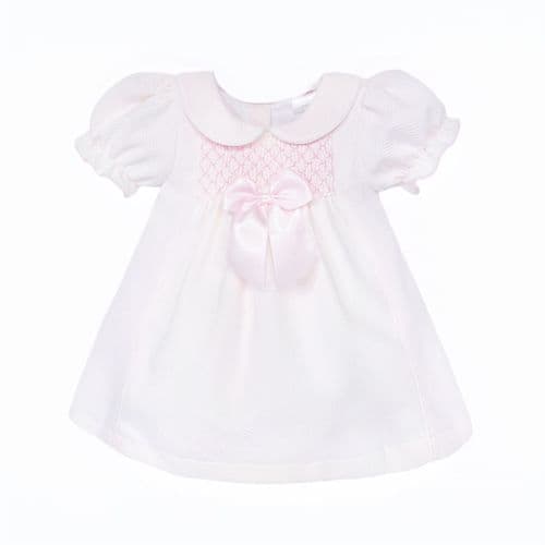 Baby Girl Pink Waffle Smocked Puff Dress "2604"