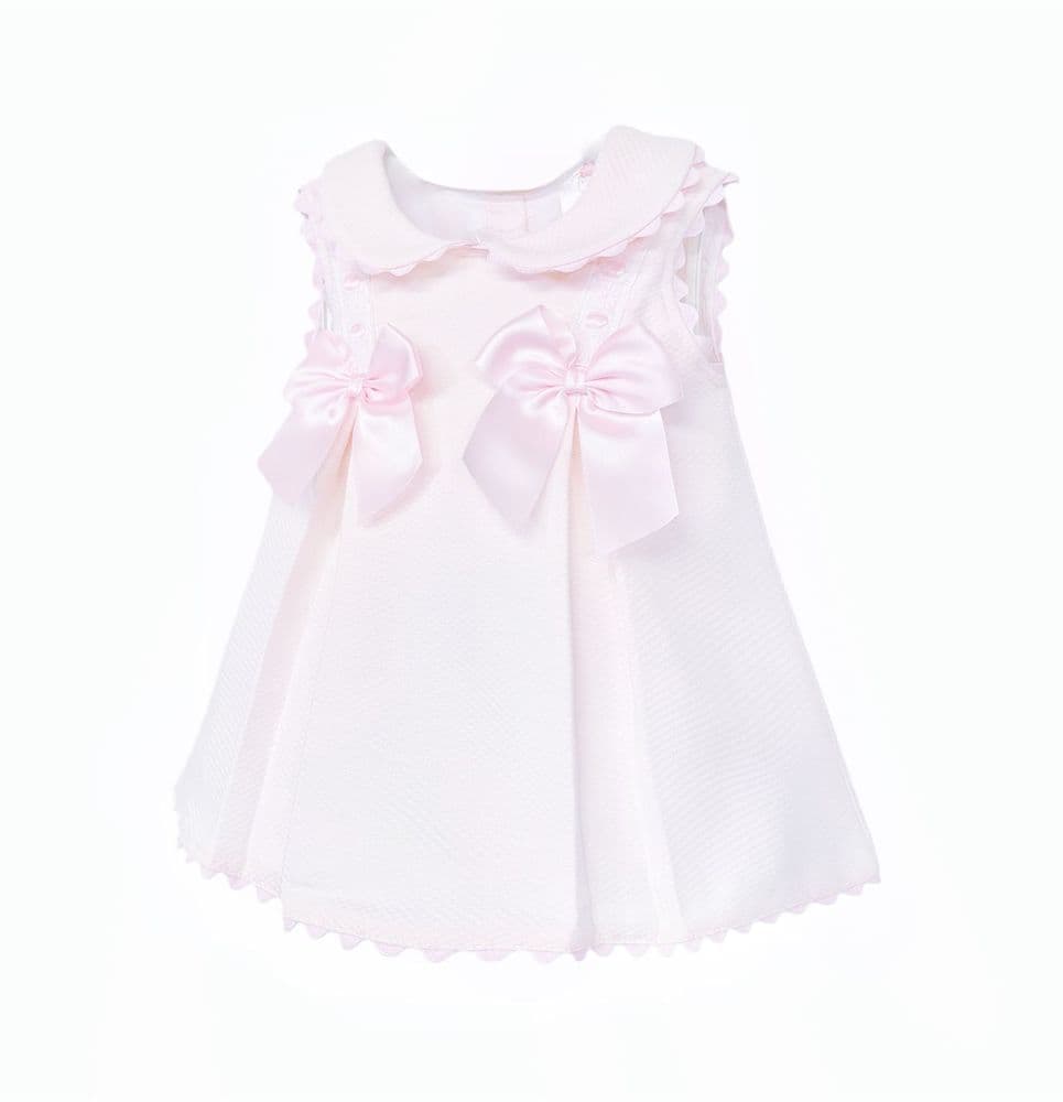Baby Girl Pink Waffle with Pink Bow Dress "2603"