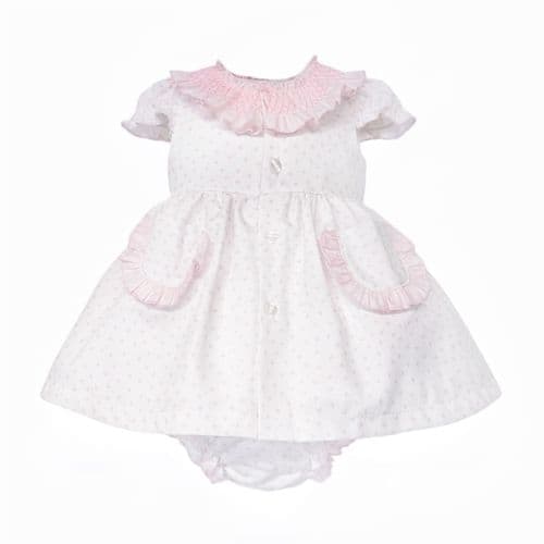 Baby Girl Pink White Bow Print Dress with Pants "MYD26021"