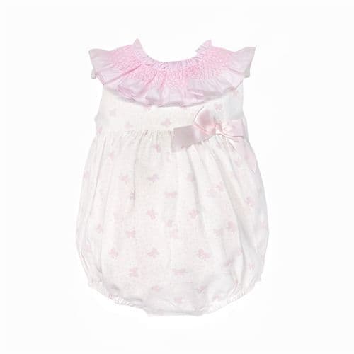 Baby Girl Pink White Bow Print Romper "MYD26029"
