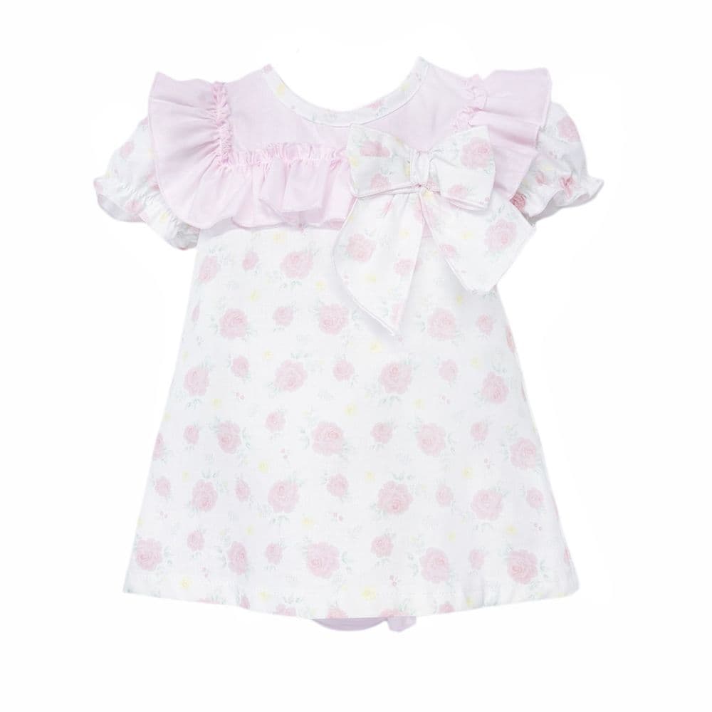 Baby Girl Pink White Rose Collar Dress with Pants "MYD26041"