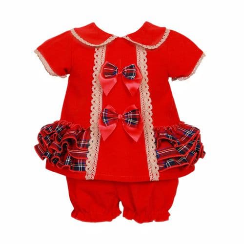 Baby Girl Red A Line Tartan Dress with Knickers "2431"