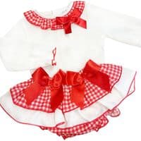 Baby Girl Red Checked Frilly Skirt with Top 