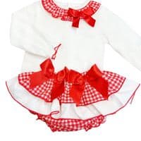 Baby Girl Red Checked Frilly Skirt with Top 