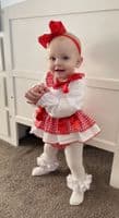 Baby Girl Red Checked Frilly Skirt with Top 