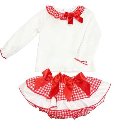 Baby Girl Red Checked Frilly Skirt with Top 