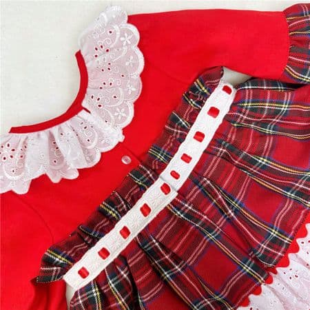 Baby Girl Red Tartan Puff Ball Dress 