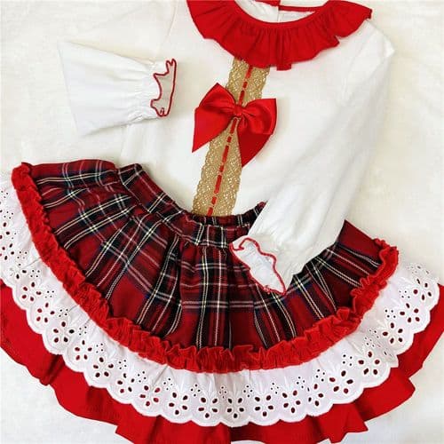 Baby Girl Red Tartan Skirt with Shirt "2060 Red"