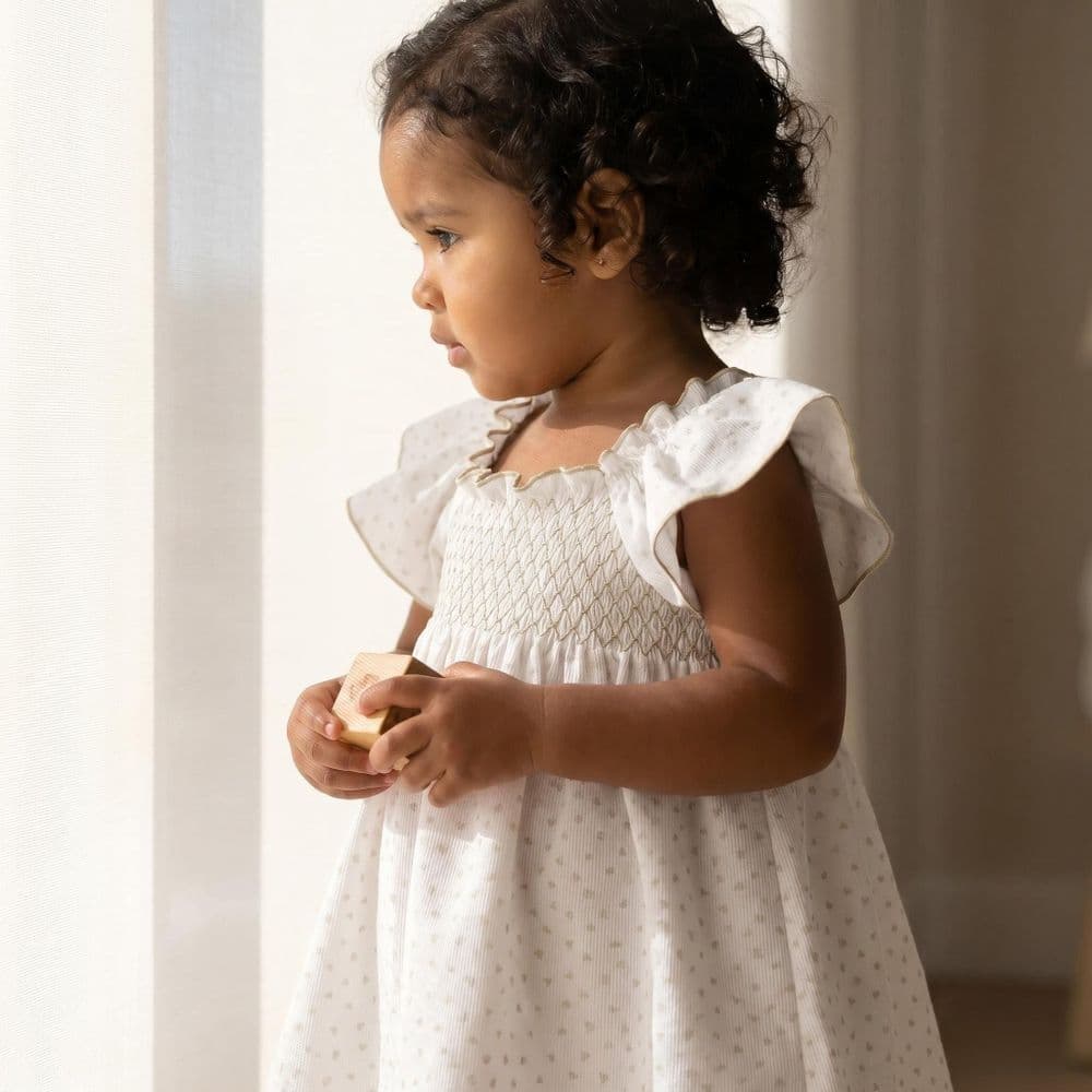 Baby Girl White Beige Love Heart Sun Dress with Pants "MYD26025"