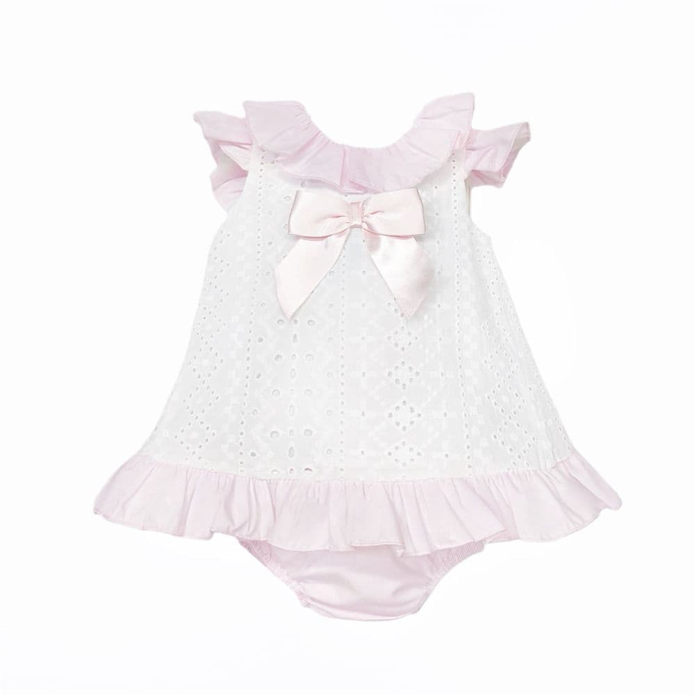 Baby Girl White Embroidery Frilly Dress with Pants "MYD26004"