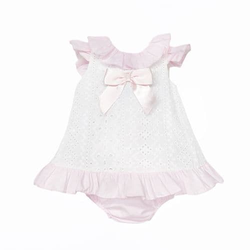 Baby Girl White Embroidery Frilly Dress with Pants "MYD26004"