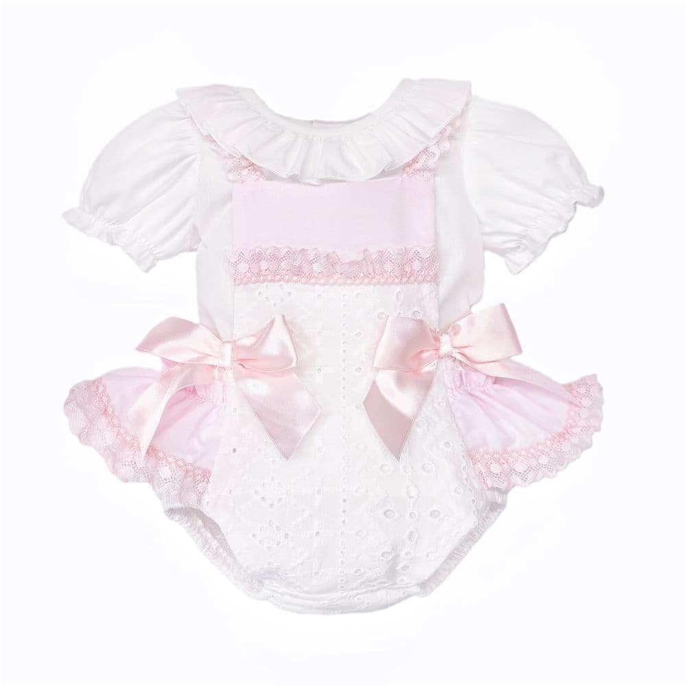 Baby Girl White Embroidery Frilly Romper with Shirt "MYD26002"