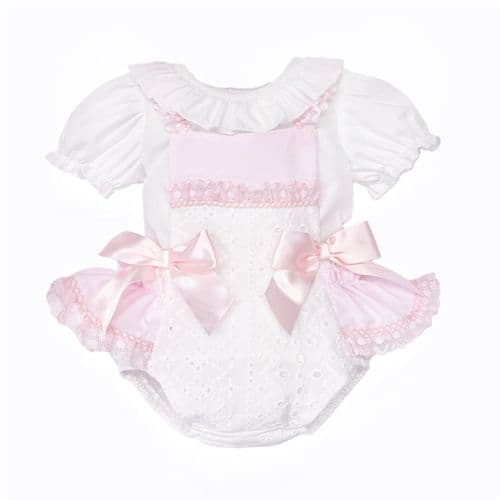 Baby Girl White Embroidery Frilly Romper with Shirt "MYD26002"