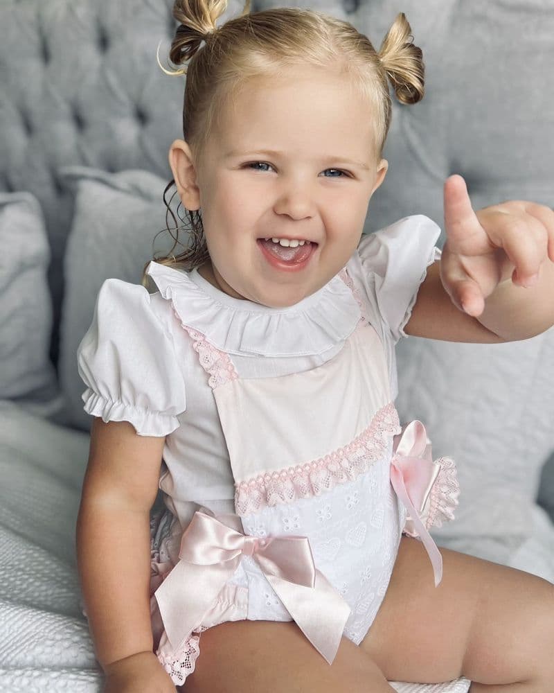 Baby Girl White Embroidery Romper with Shirt "MYD25103"