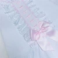 Baby Girl White Waffle Faux Fur Trim Dress Pink Bow 